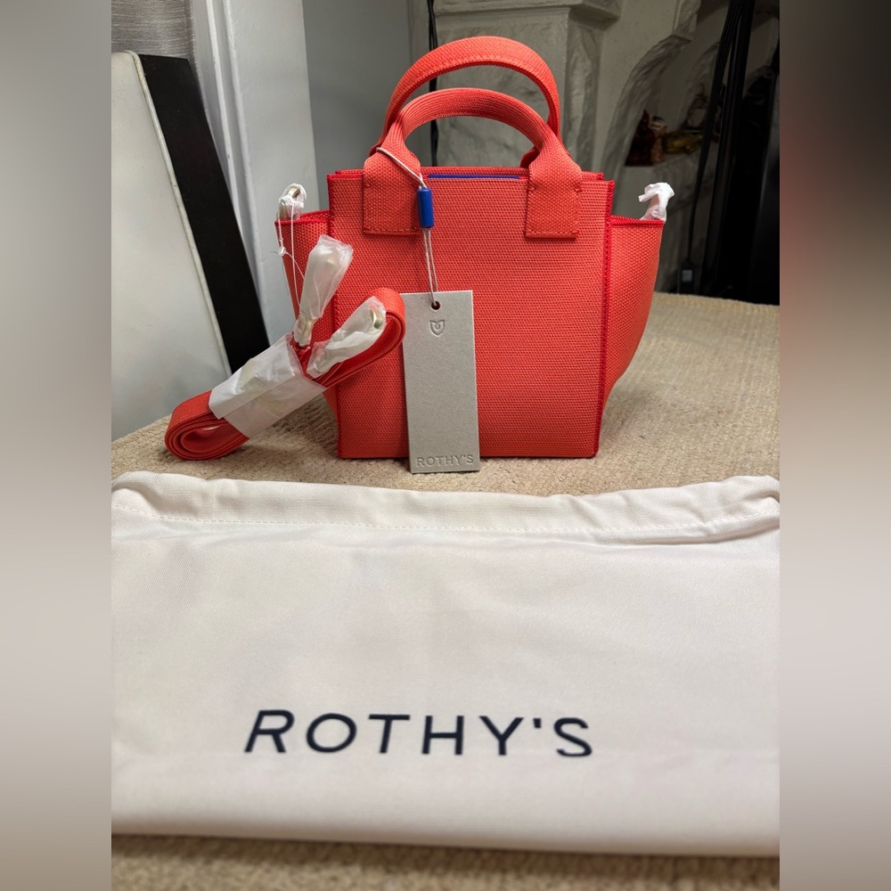 Rothy's "the mini handbag" crossbody tote RARE bright orange red poppy  (No box)